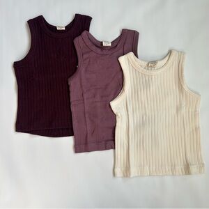 Kate Quinn Baby Ribbed Tank Set 3-Piece Purple Neutral NWT Size 6–12M